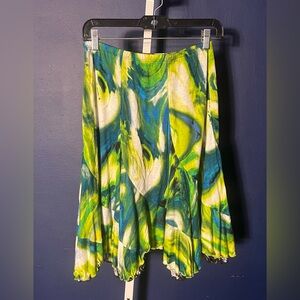 Short Skirt Womens Size XS/S 24” waist,reversible sz tag removed green/blue boho